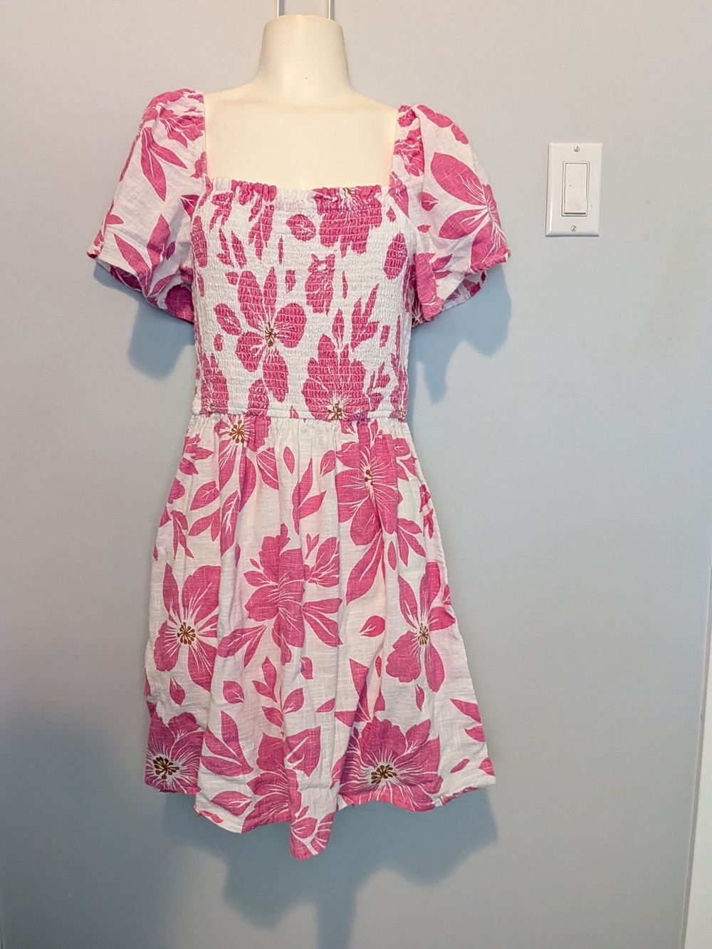 Rip Curl White Dress with Pink Floral Print